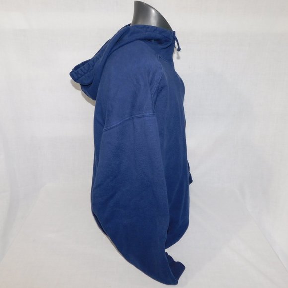 Vintage 90's NIKE Mens L Blue 1/4 Zip Hoodie hooded Sweatshirt Swoosh oversized - Picture 9 of 12
